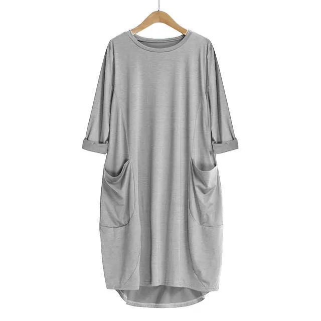Trendy boho oversize pocket tshirt dress