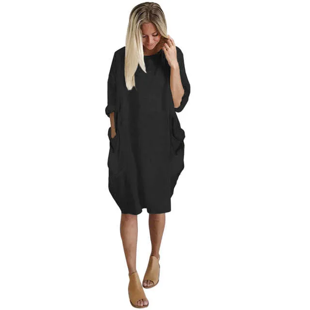 Trendy boho oversize pocket tshirt dress
