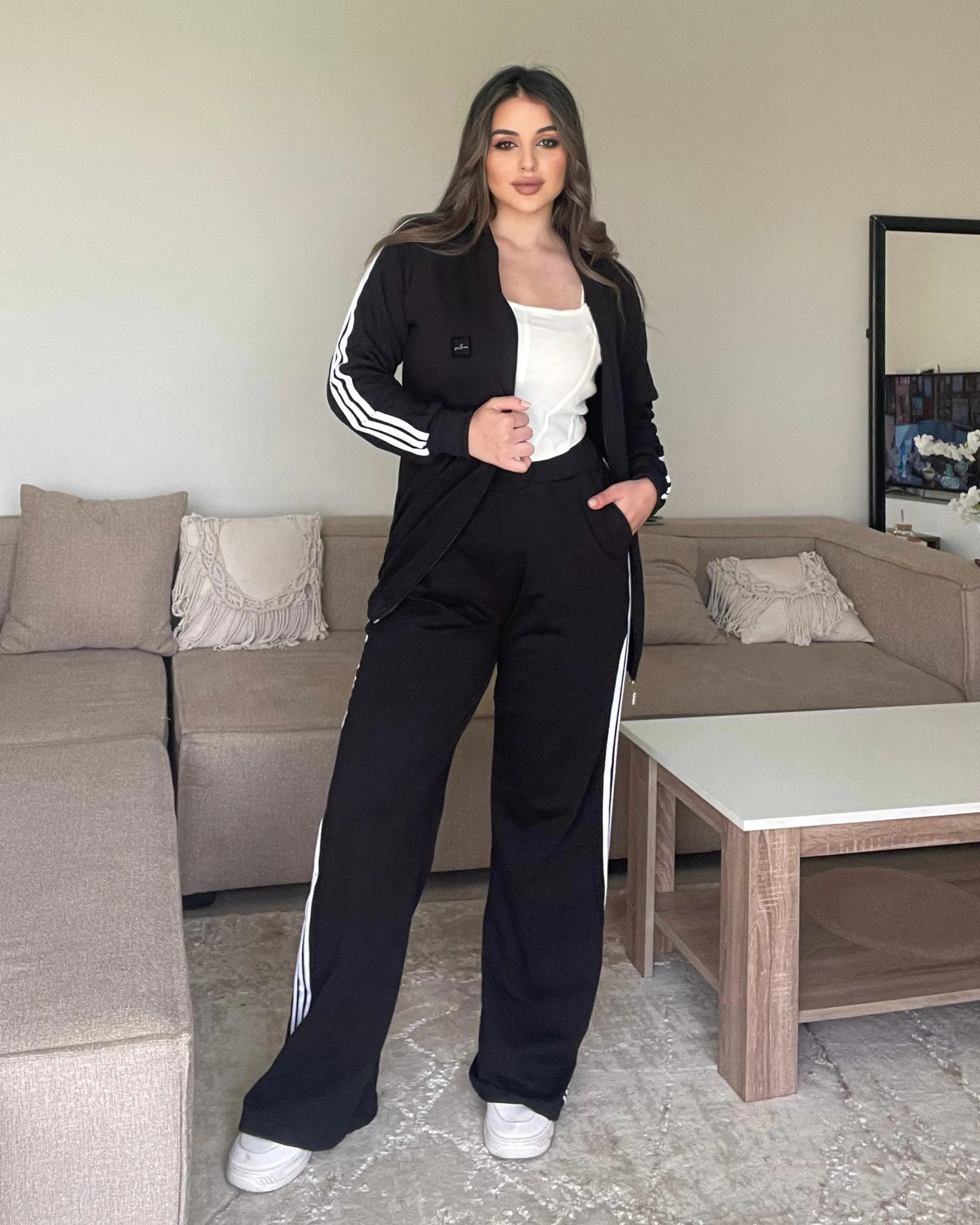 Triple Stripe Wide Leg Tracksuit