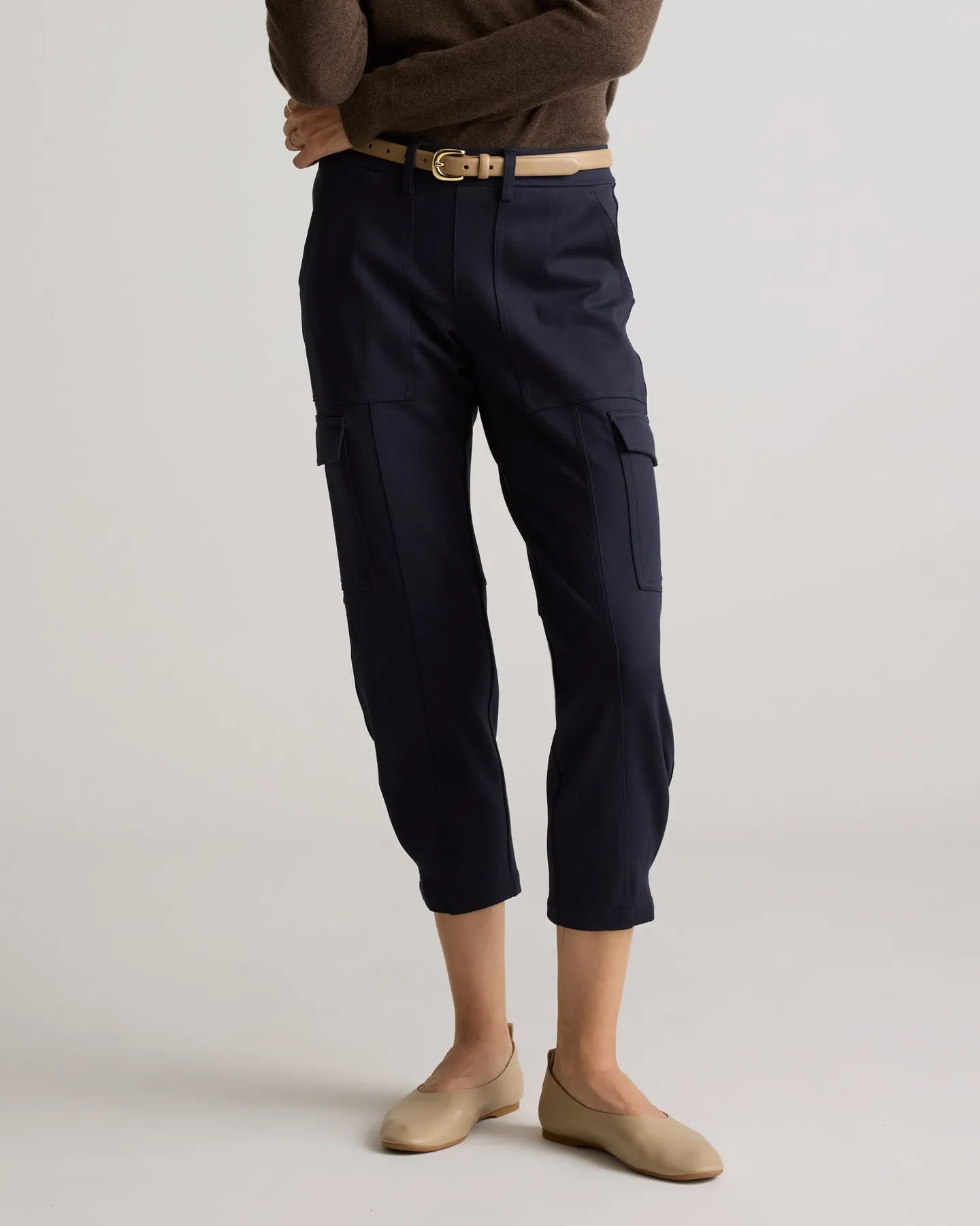 Ultra-Stretch Ponte Tapered Cargo Pants