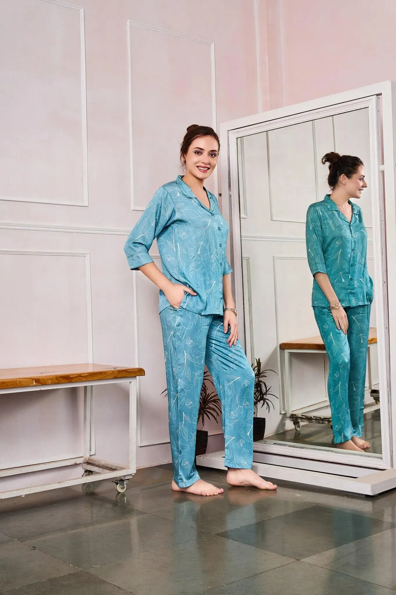 Velure Floral Print Night Suit