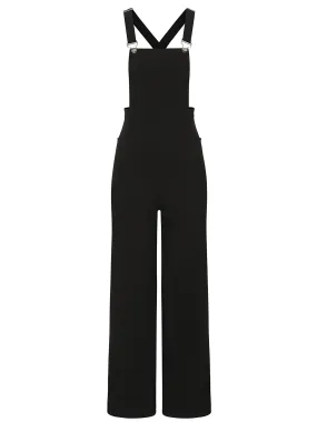 Vintage Style Wide Black Land Girl Dungarees