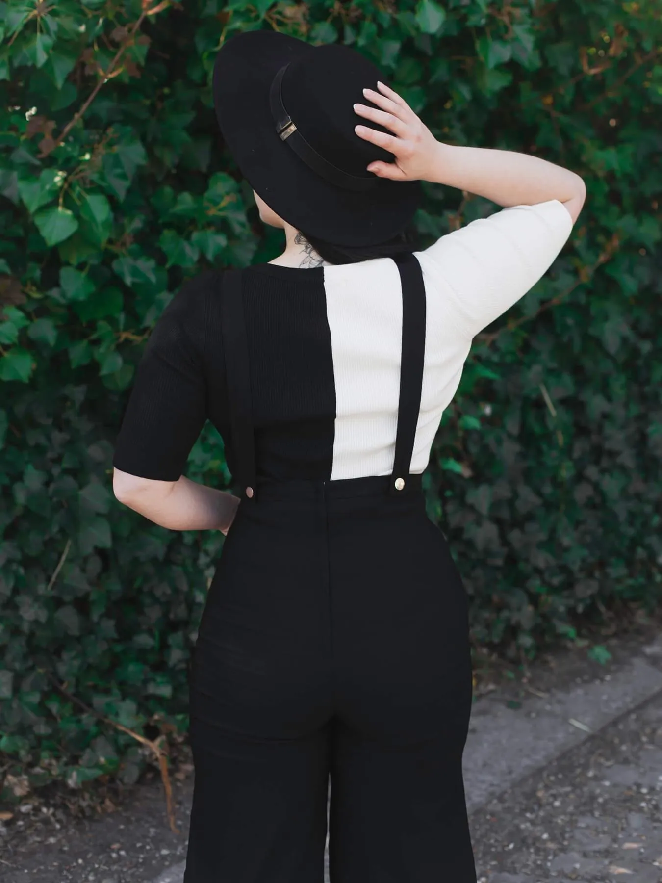 Vintage Style Wide Black Land Girl Dungarees