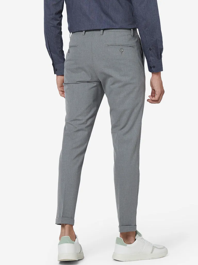 WES Formals Grey Carrot Fit Trousers