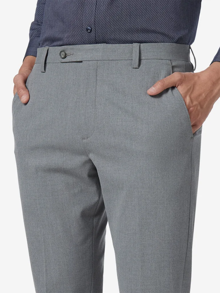 WES Formals Grey Carrot Fit Trousers