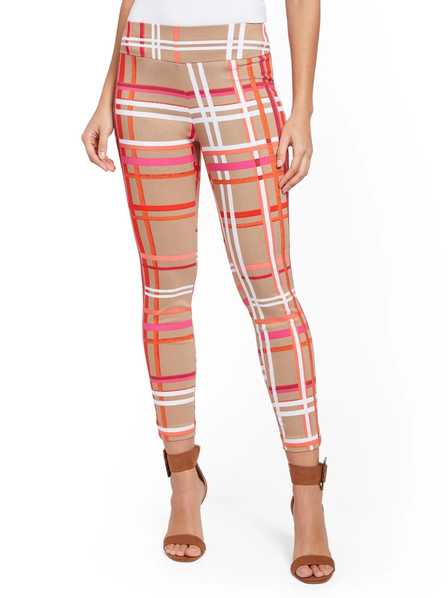 Whitney High-Waisted Pull-On Ankle Pant - Plaid