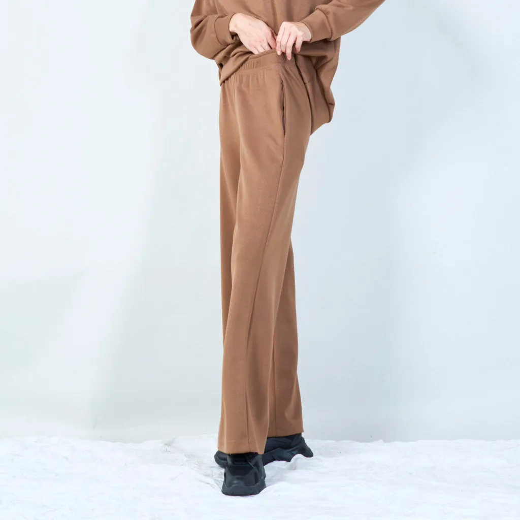 Wide-leg lounge pants with elastic waist wholesale