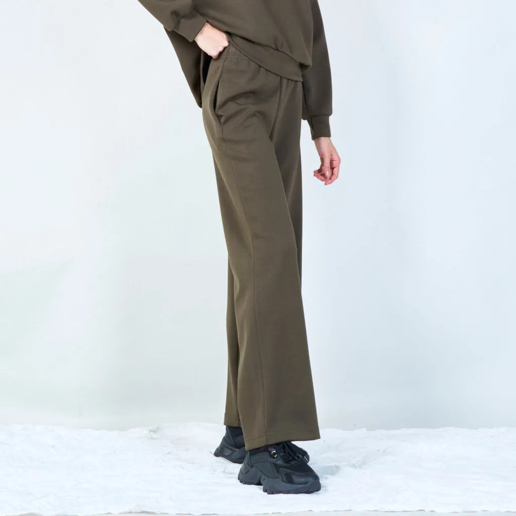 Wide-leg lounge pants with elastic waist wholesale