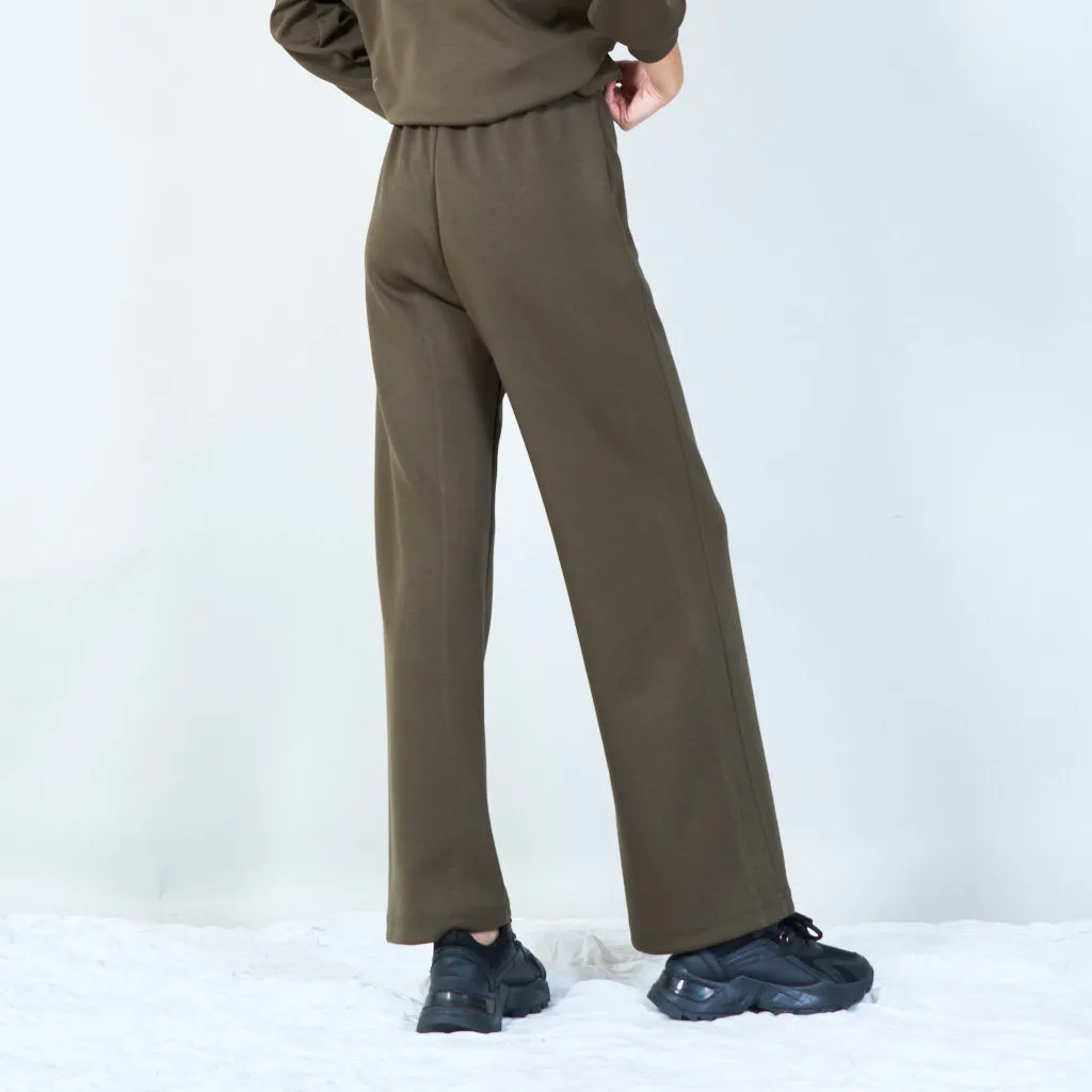 Wide-leg lounge pants with elastic waist wholesale