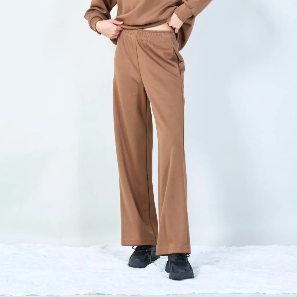 Wide-leg lounge pants with elastic waist wholesale