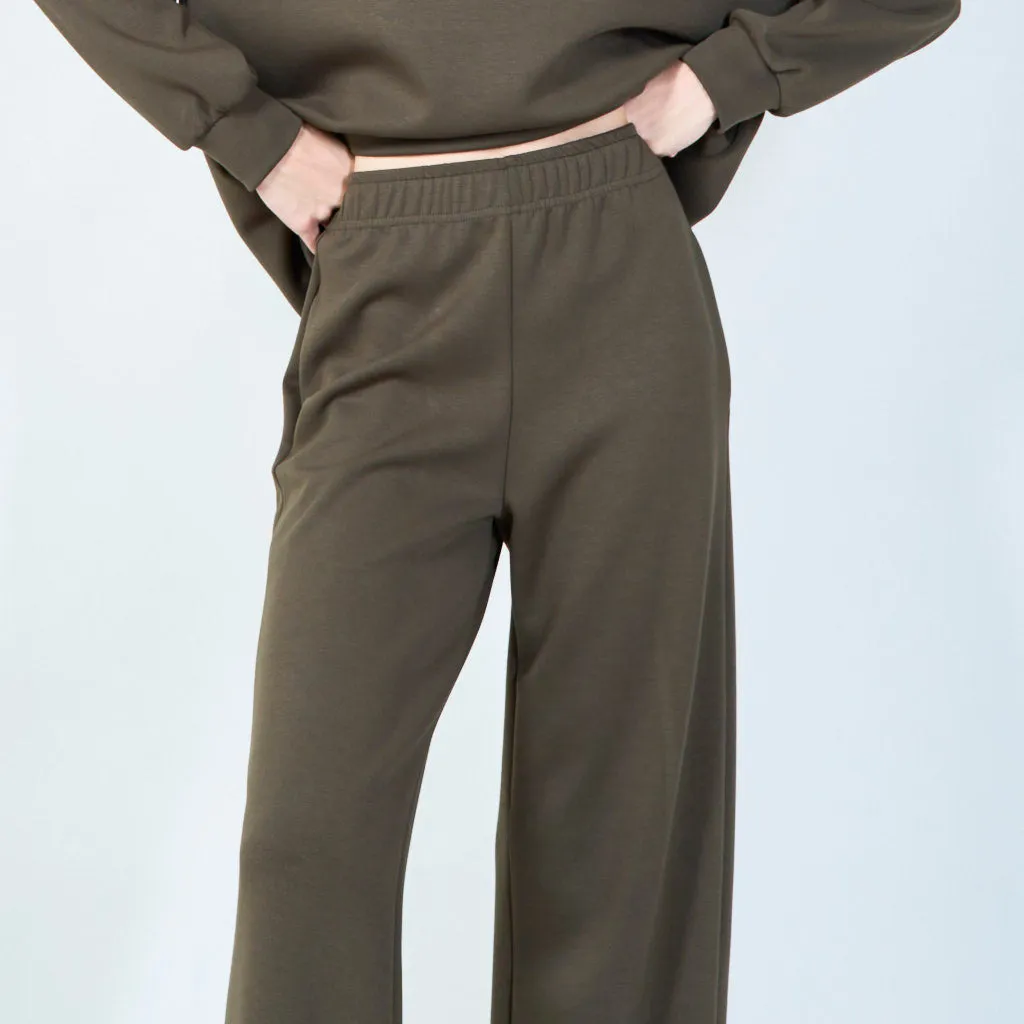 Wide-leg lounge pants with elastic waist wholesale