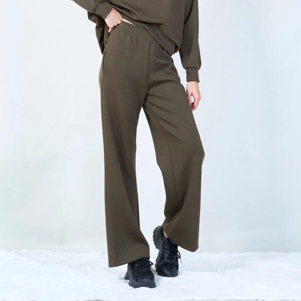 Wide-leg lounge pants with elastic waist wholesale