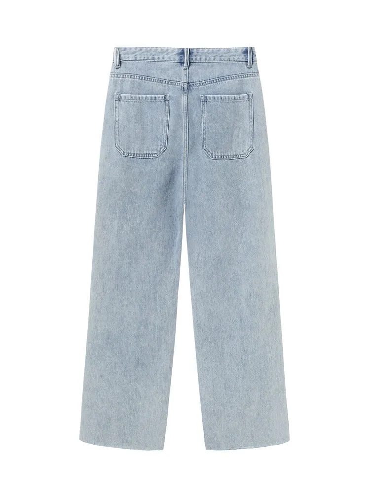Women's 100% Cotton Wide-Leg Jeans