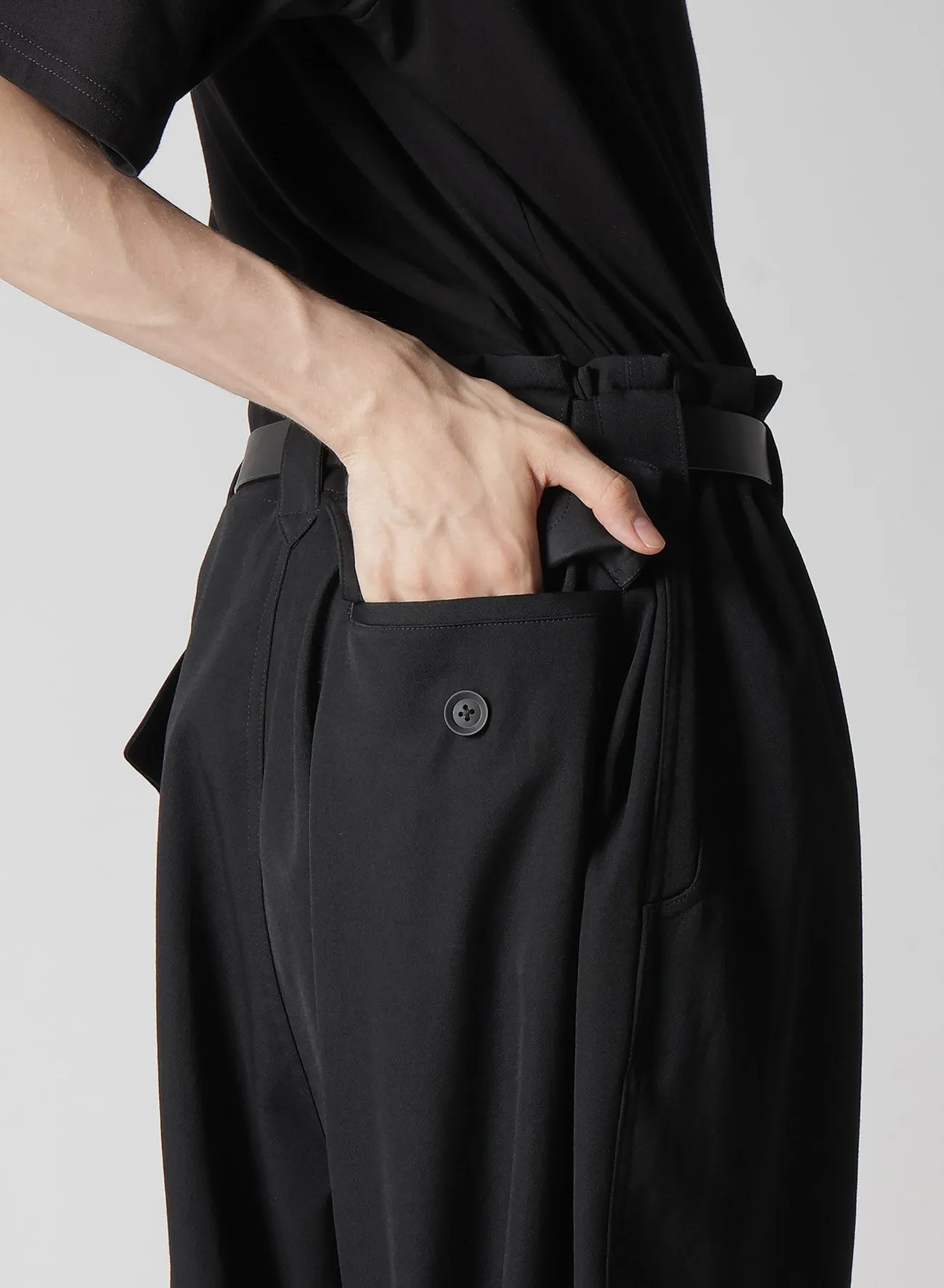 WOOL GABARDINE LEFT SIDE POCKET PANTS