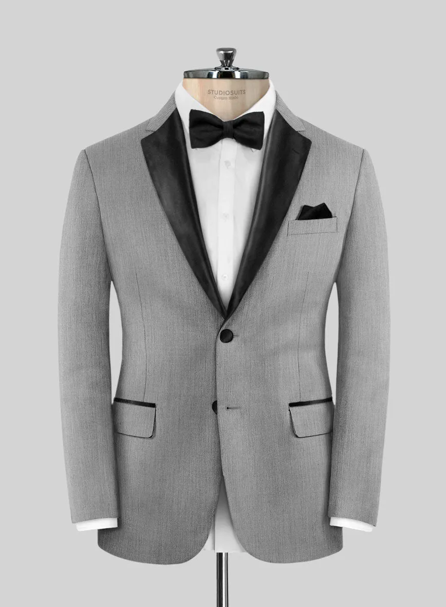 Worsted Light Gray Wool Tuxedo Suit